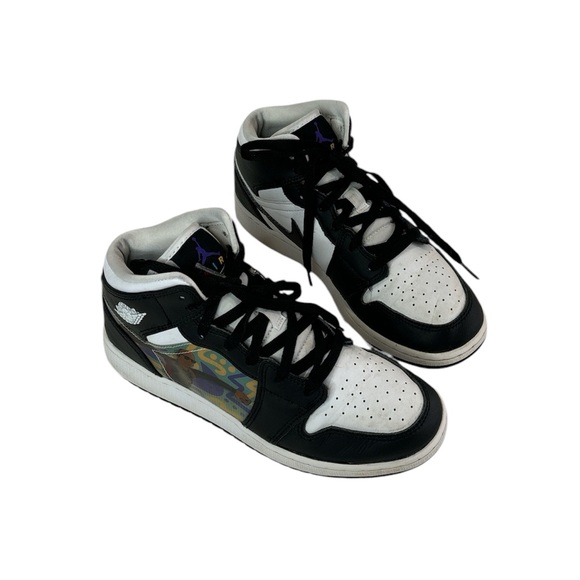 Air Jordan1 Mid Hologram Big Kids' Sneaker Shoes Size 5Y MJ Images Black/Concord - Picture 1 of 10